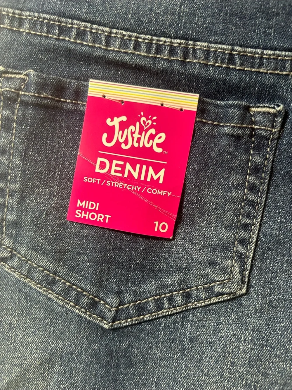 Justice Dark Wash Distressed Denim Shorts - Blue size 10 kids